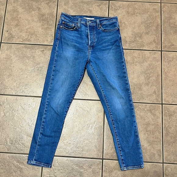 Levi’s 29 Wedgie Skinny Fit Cropped Denim Jeans High Rise Button Front - Picture 6 of 9